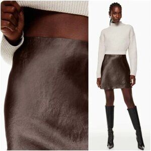 Aritzia Babaton Slip Satin Mini Skirt Mocha Brown Size 12